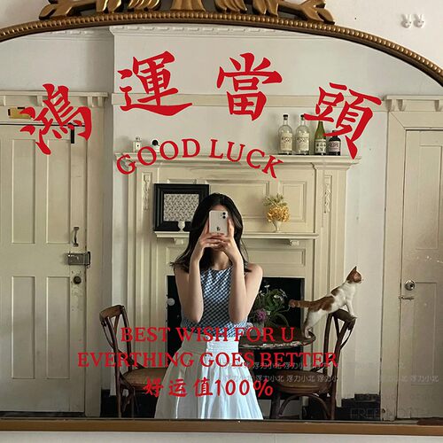 鸿运当头复古镜子贴纸