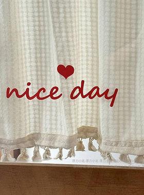 nice day可爱爱心红色复古贴纸店铺橱窗玻璃门防撞画房间装饰贴纸