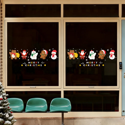 圣诞节静电贴纸窗贴店铺装饰贴