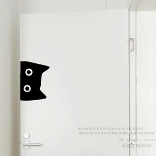 可爱搞怪探头猫咪贴纸卧室房门墙角门窗柜子装饰贴画宠物店布置