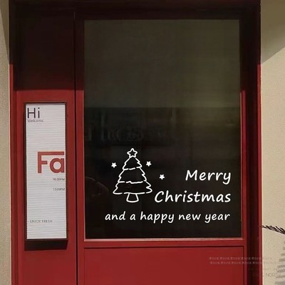 圣诞节装饰玻璃贴纸节日氛围布置