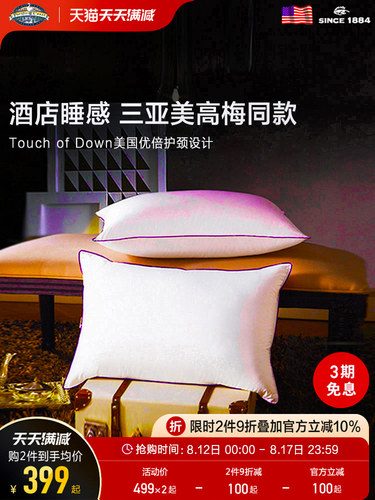 太平洋海岸五星级酒店护颈羽绒枕单颈椎白鹅绒枕芯