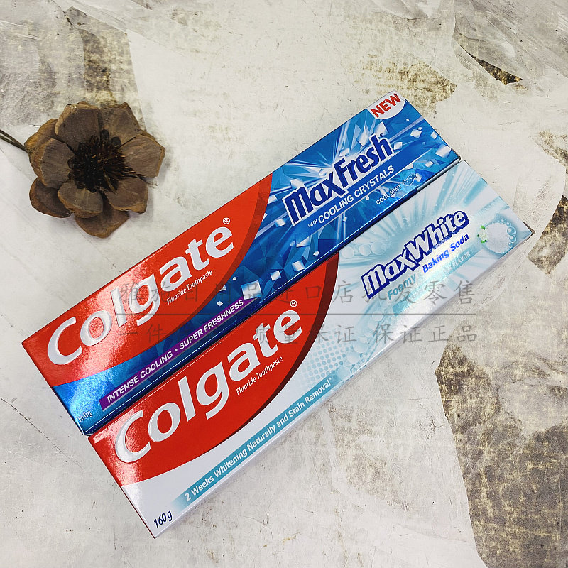 包邮港版高露洁美白冰爽薄荷小苏打牙膏160g 2味可选