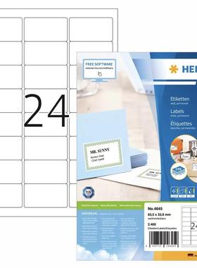 HERMA 4645 豪玛牌A4-100张不干胶标签纸64.0x34.0mm