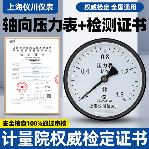 上海仪川仪表厂轴向带边压力表