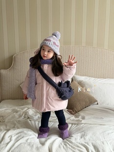 女童羽绒服2025新款儿童冬装加厚保暖带包包中小童洋气时髦羽绒服