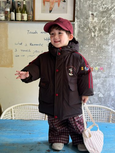 苏右男童羽绒服2025新款儿童冬装加厚米奇羽绒服