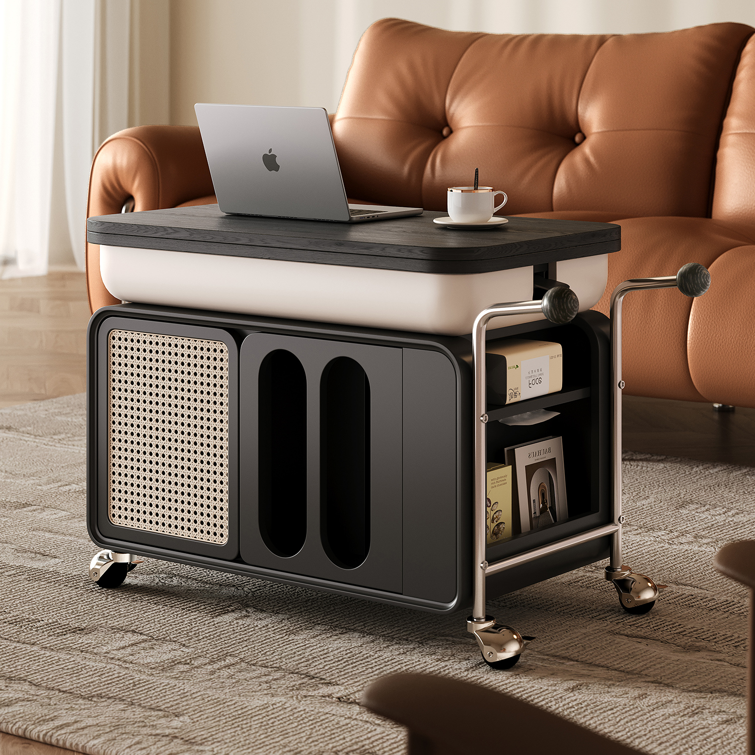 全慕可移动茶几小户型折叠客厅新款沙发升降家用推车茶台边柜边几