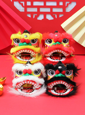 小醒狮玩具佛山迷你手偶儿童狮子头舞狮装饰手工艺品公仔拳头南狮