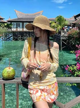 2026泳衣女分体比基尼裙式四件套罩衫小胸沙滩温泉度假风辣妹泳装