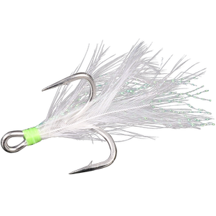 路盛奥金绑线铁板钩夜光水晶丝双钩加强三本羽毛钩海钓大物钩单套