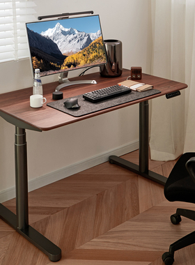 T4Pmax黑胡桃原木电动升降电脑桌站立可调节智能桌简约健康学习桌