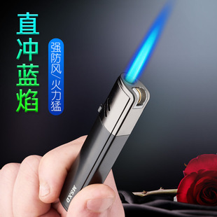 金属充气砂轮防风打火机直冲蓝焰高压喷射强火时尚小巧点蜡烛蚊香