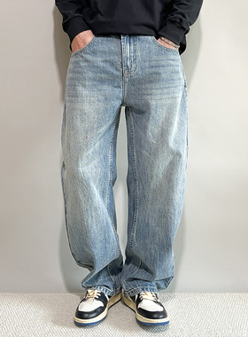 FPASCA秋季2025闪电纹弯刀裤牛仔裤潮流百搭痞帅复古美式阔腿长裤