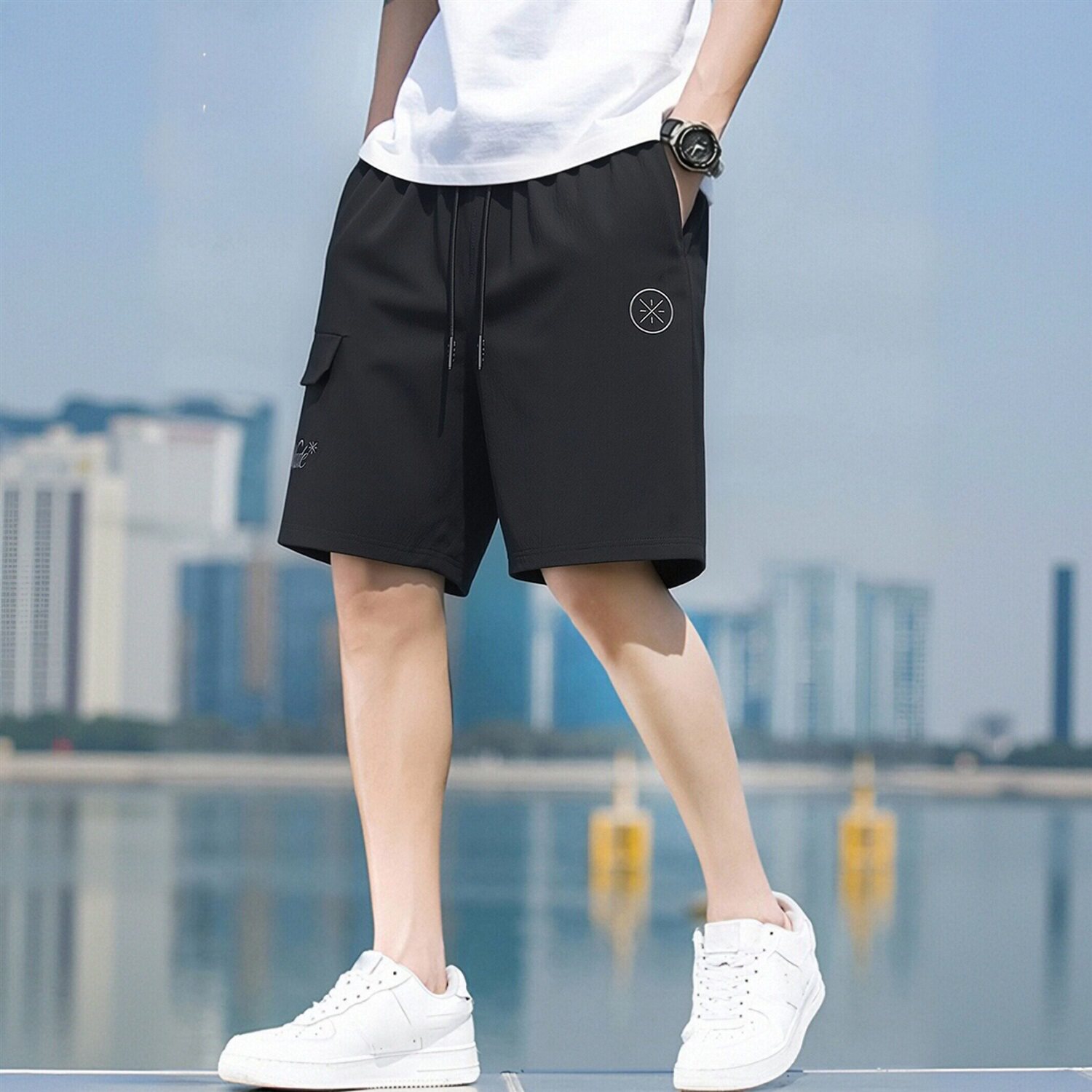李宁男子防晒宽松休闲短裤