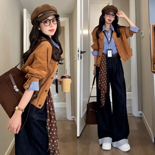 巨好看独特漂亮夹克短外套女春秋季 美拉德棕色上衣 2025年新款