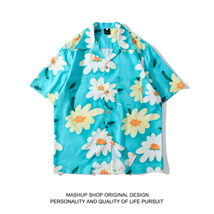 ALOHA SHIRTS 花少北同款 男女 HAWAII 小雏菊印花夏威夷短袖 衬衫