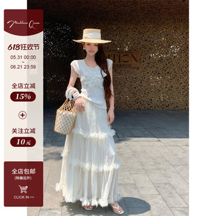 孙瑜儿【淡雅白茶】白色立体花针织衫女款2026新款 气质女士上衣