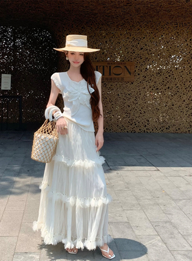 孙瑜儿【淡雅白茶】白色立体花针织衫女款2026新款 气质女士上衣