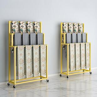 窗帘吊卡展示架落地围巾丝巾架裤子布料挂架展会包装纸收纳架移动