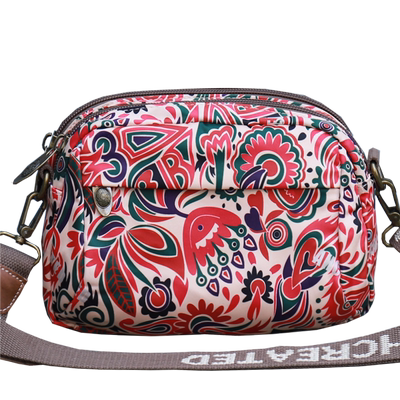 轻便印花多隔层小款单肩斜挎包