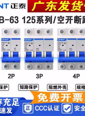 正泰空气开关NXB-63a家用空开2p小型断路器1P空调总电闸3PDZ47 4P
