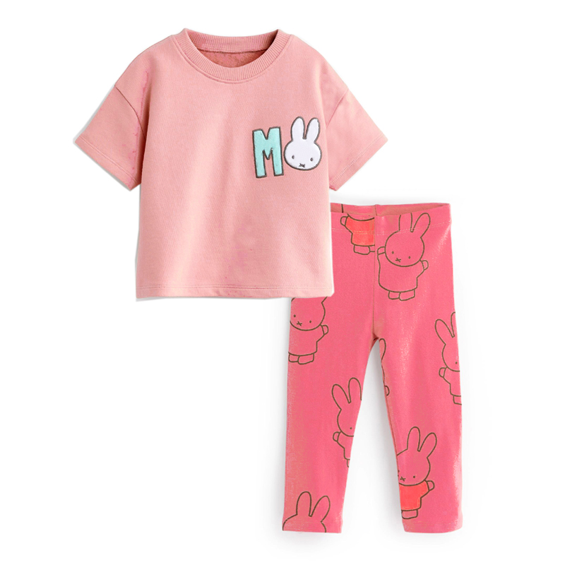 休闲纯棉两件夏季兔子T恤套装