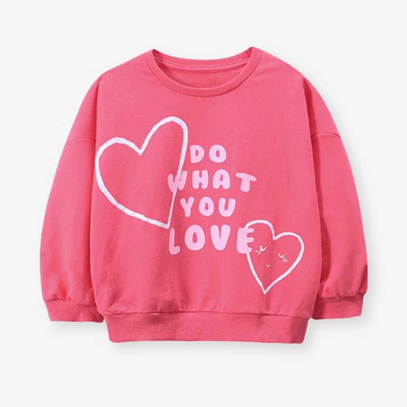 春秋季女童毛圈休闲爱心卫衣纯棉