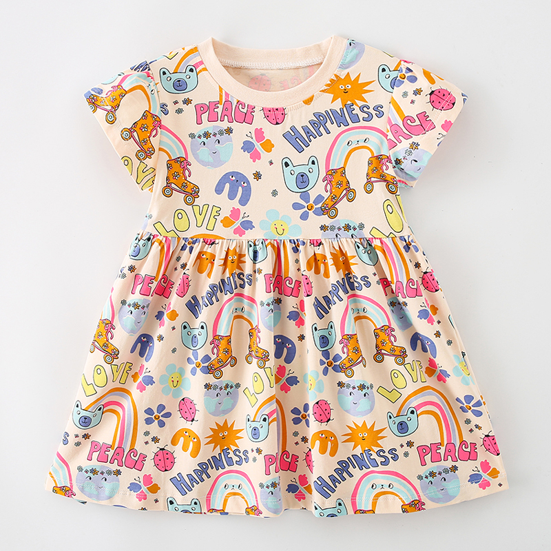女童短袖连衣裙田园风夏季碎花棉