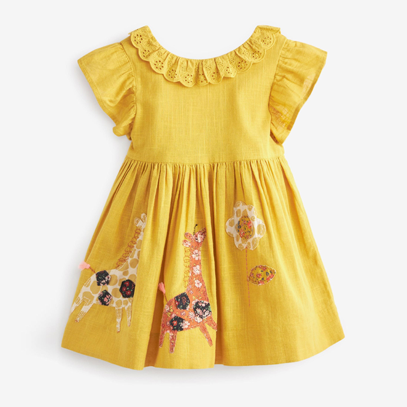 女童短袖连衣裙欧美夏季长颈鹿