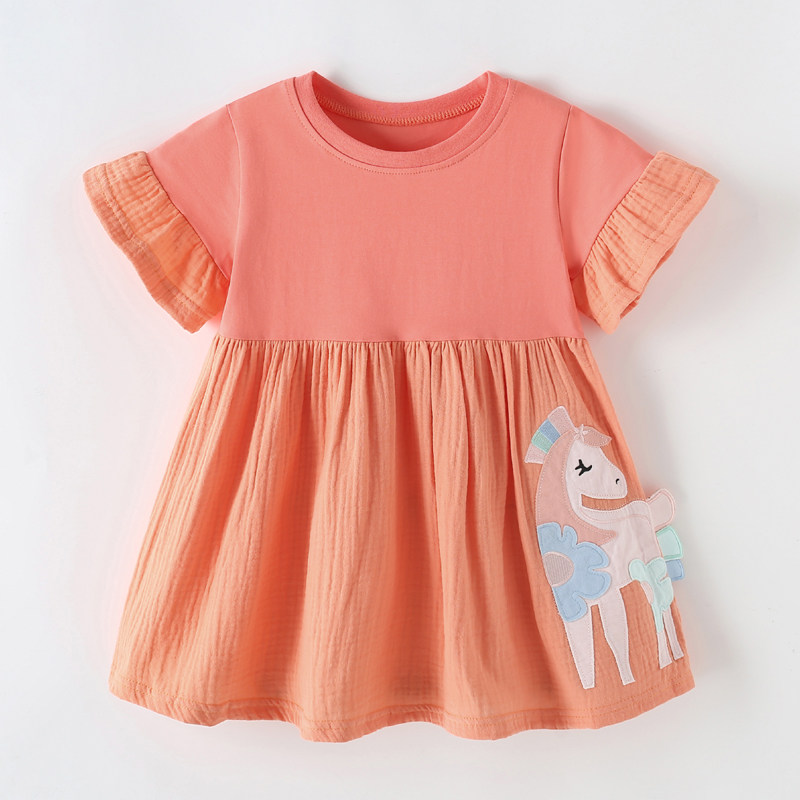 女童短袖公主裙宝宝宽松韩版T恤裙子儿童纯棉夏装女孩半袖连衣裙4