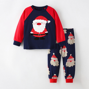 两件套 保暖男女宝宝秋冬睡衣裤 圣诞老人儿童家居服套装 婴幼儿长袖