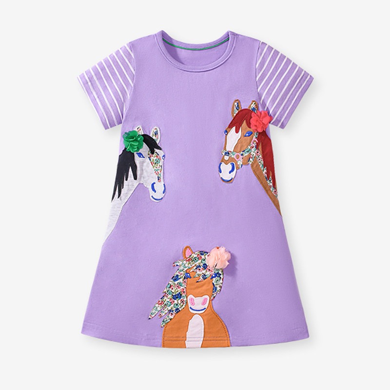 女童小马宽松中长款T恤衫裙子儿童纯棉夏装宝宝短袖连衣裙公主裙5
