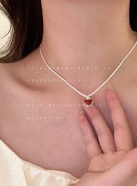 一款两戴双面爱心吊坠项链女简约高级感精致时尚潮流颈链锁骨链