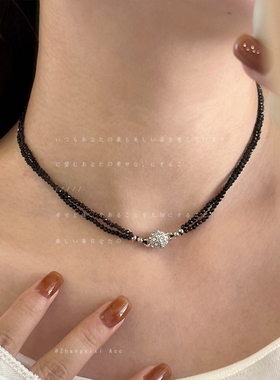 细闪水晶双层磁吸项链女轻奢复古个性精致优雅时尚百搭颈链锁骨链