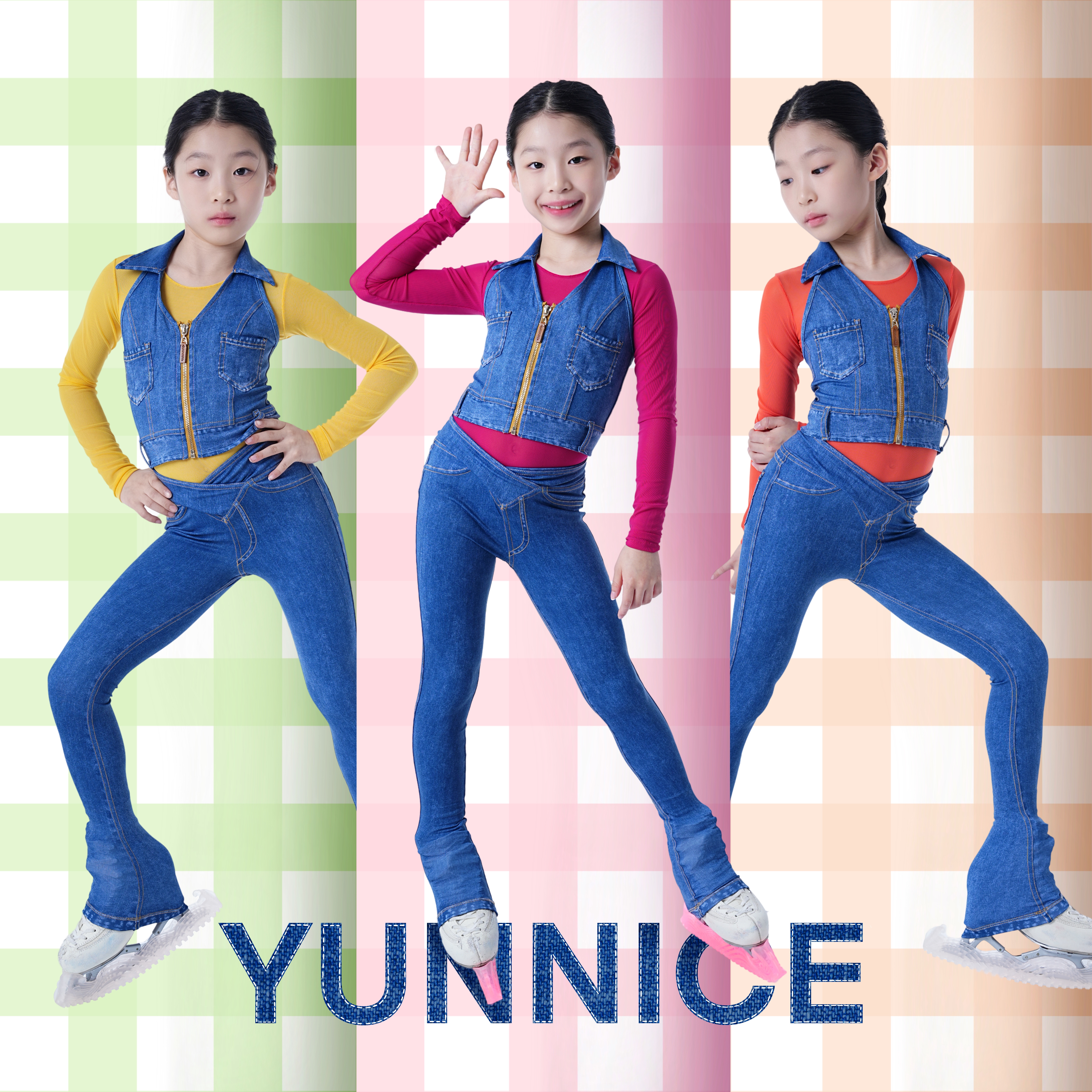 设计款｜牛仔训练花滑套装/滑冰裤/高弹运动面料/修身V腰显瘦甜酷