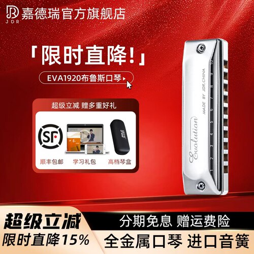 嘉德瑞10孔全金属布鲁斯口琴