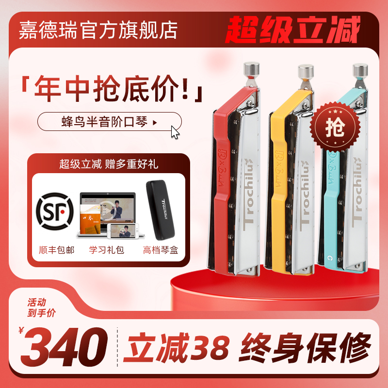 JDR嘉德瑞蜂鸟10孔半音阶口琴布鲁斯十孔C调正品高端专业蓝馍馍