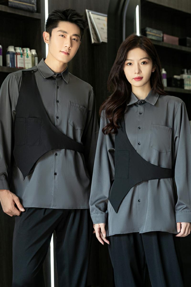 714-H3010P55控75/2025秋季男女发型师假两件工作服衬衫夜店衬衣,男装衬衫,星座714(原C313)