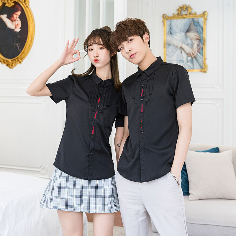 714-C631P40/2025情侣装韩版修身简约短袖衬衫礼服工作衬衣S-5XL,男装T恤,星座714(原C313)