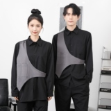 714-H3010P55控79/2025秋长袖衬衫宽松发型师奶茶店工作服假两件，男装衬衫，星座714(原C313)
