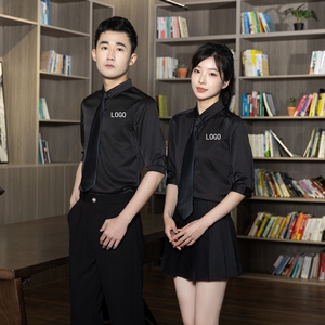 714-C3018P33送黑领带/2025夏五分中袖衬衫工作服衬衣ktv酒店纯图片