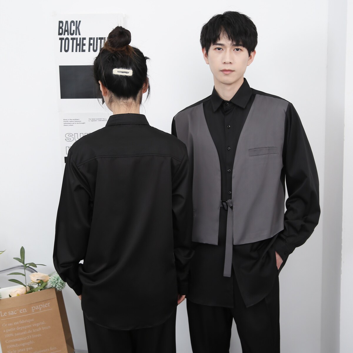 714-H3007P55控79/2025新款男女假两件工作服衬衫宽松马甲衬衣,男装衬衫,星座714(原C313)