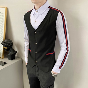 714-H677P55/店主风男士假两件衬衫撞色工作服衬衣修身装S-5XL图片