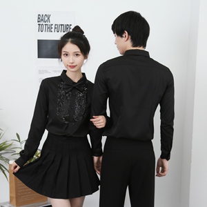 714-D605P45控65/2025春修身工作服衬衫亮片酒吧舞蹈迎宾制服图片