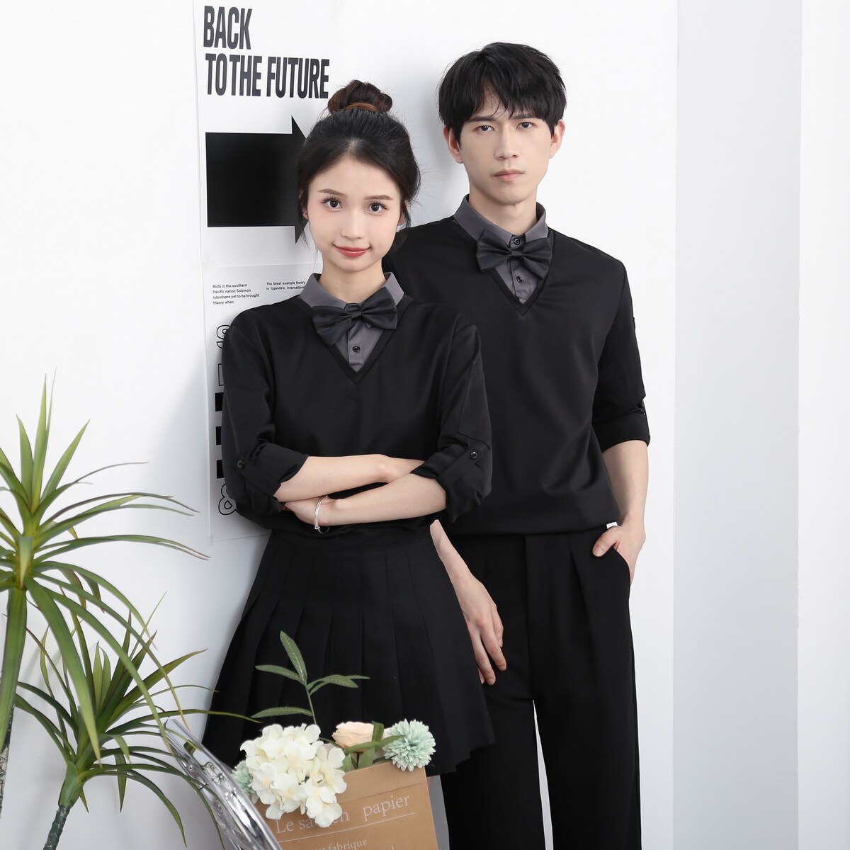 714-D3048P45控69/2025新款假两件拼色工作服衬衫餐厅奶茶店制服,男装衬衫,星座714(原C313)