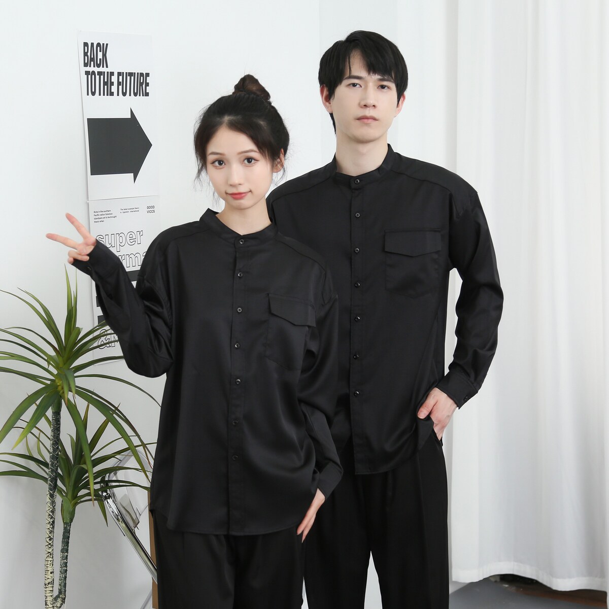 714-D3036P45控65/2025春新男女宽松工作服衬衫logo定制立领制服,男装衬衫,星座714(原C313)
