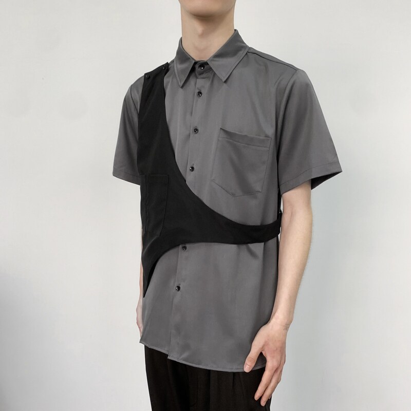 714-H3013P55控69/2025夏季日系发型师衬衫宽松假两件工作服潮男,男装衬衫,星座714(原C313)
