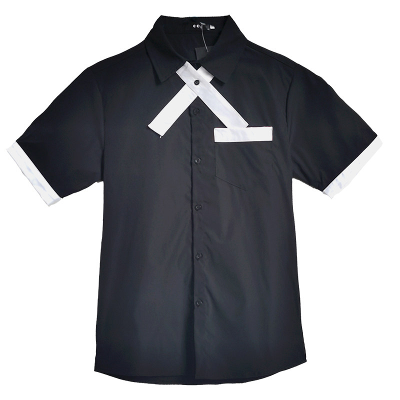 714-C668P40/2025夏情侣装中性短袖衬衫黑白工作服衬衣（不褪色,男装T恤,星座714(原C313)