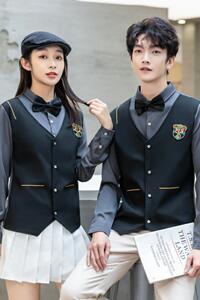 714-H667P55/2025情侣工作制服假两件衬衫衬衣S-5XL图片